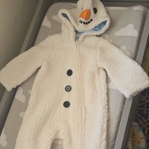 Adorable Cream Snowman Kids Footie